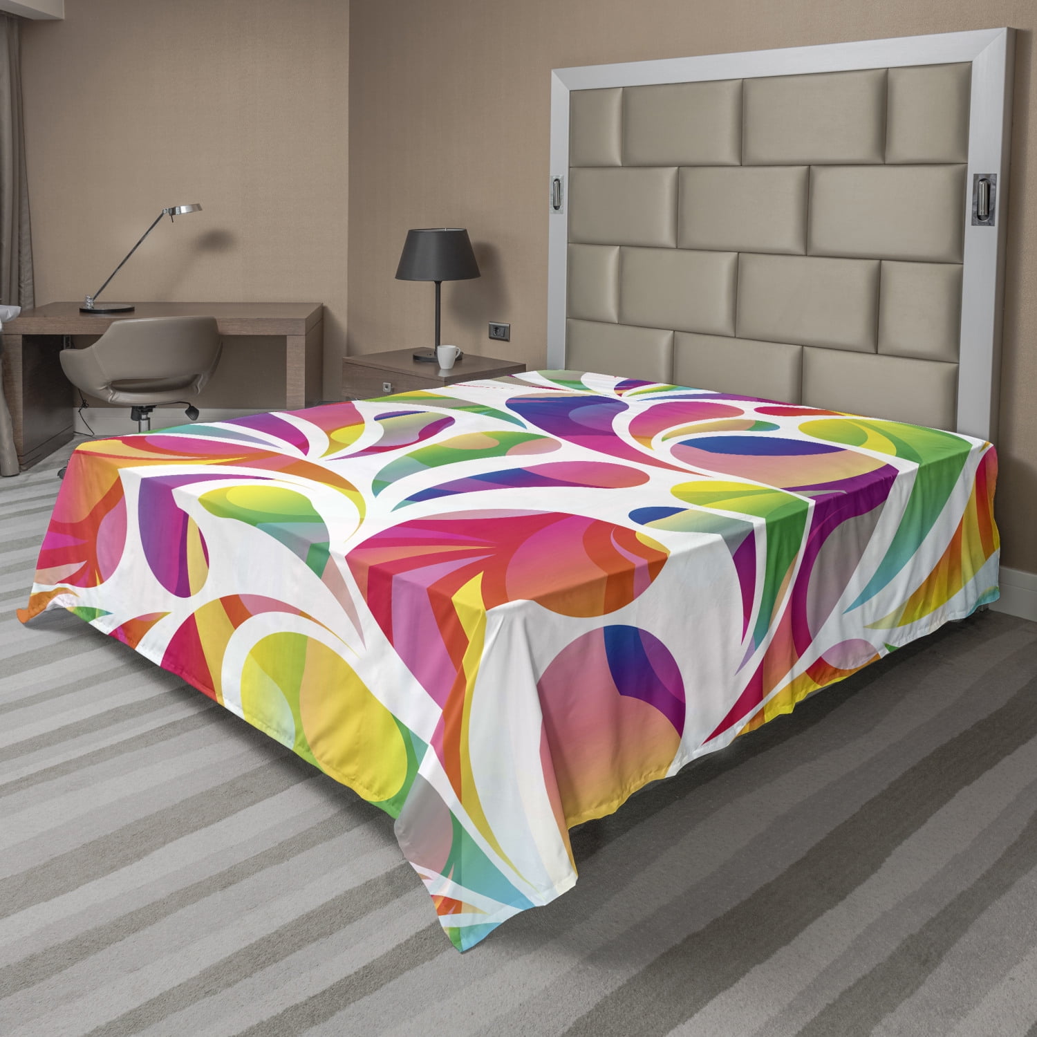 Colorful Flat Sheet, Abstract Arc-drop Shapes Energetic Composition ...