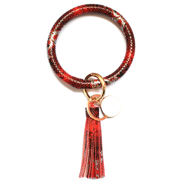 RKSTN Keychain Bracelet en Cuir de Noël Grand avec Pompon Bague Ronde Keychain Bijou Wristban Keychain