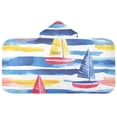 thumbnail image 5 of Yayeee Kids Hooded Towels Toddler Soft Absorbent Beach Bathing Wrap 50" x 23.5", Red Hand Drawn Sailboats, 5 of 5