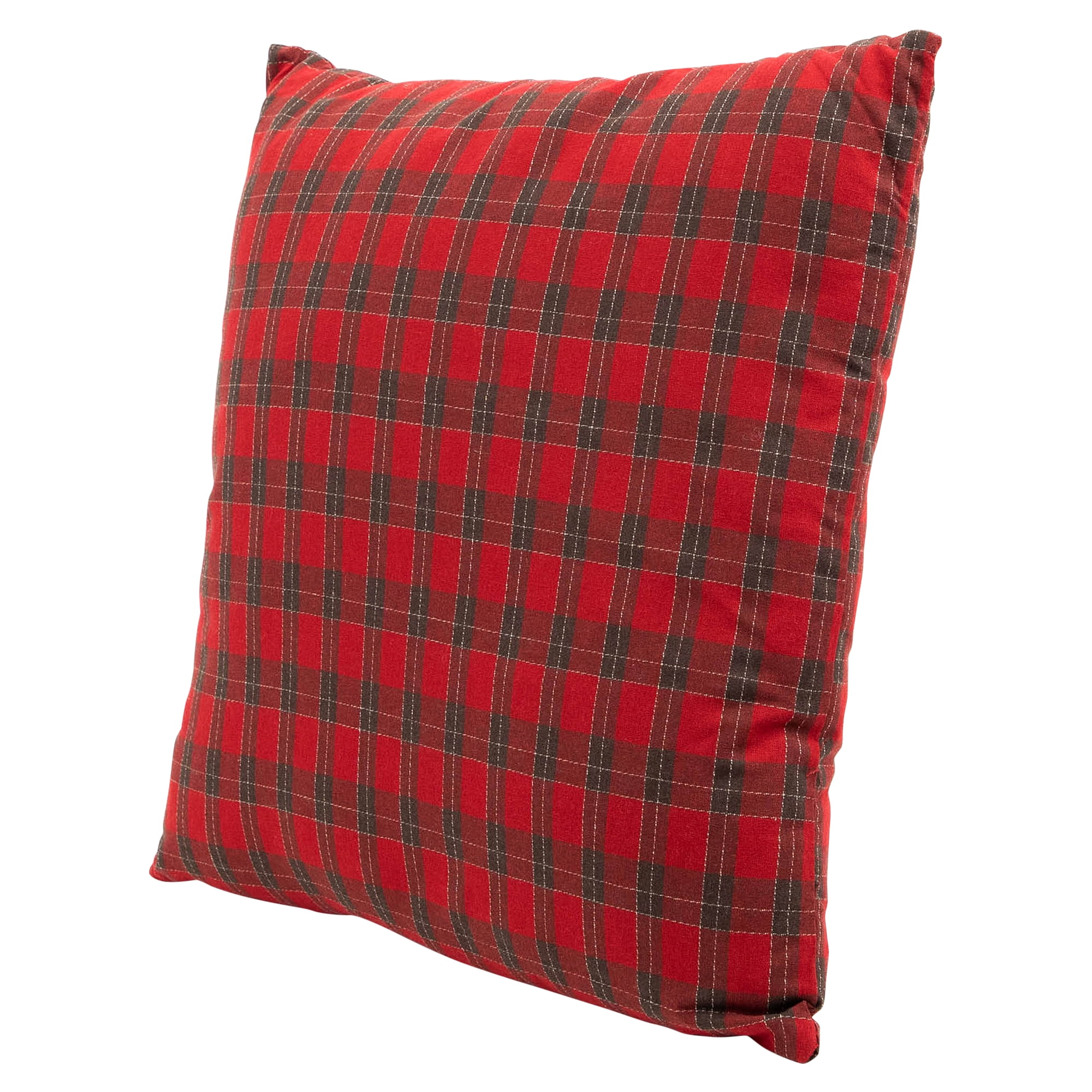 Square Plaid Christmas Throw Pillows - 18" x 18" - Red and Green - Set of 2
