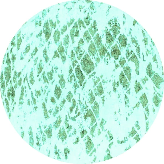 Ahgly Company Indoor Round Abstract Turquoise Blue Modern Area Rugs, 5' Round