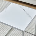 thumbnail image 6 of Nest of Tables Set of 3 ,High Gloss Square End Table Side Table with Metal Frame ,Sofa Side Table Wood Tabletop for Small Space, Modern Coffee Table Stacking End Table for Living Room,White Marble, 6 of 8
