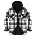 thumbnail image 2 of Mgmyaa Men's Hooded Velvet Shirt Jacket Fleece Lined Insulated Plaid Button Up Long Sleeve Winter Top, 2 of 4