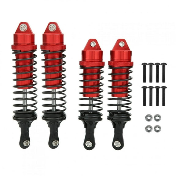 RC Car Shock Absorber,4pcs Aluminum Alloy Metal Front / Rear Shocks Struts Damper Fit for 1/10 RC Car (Red)