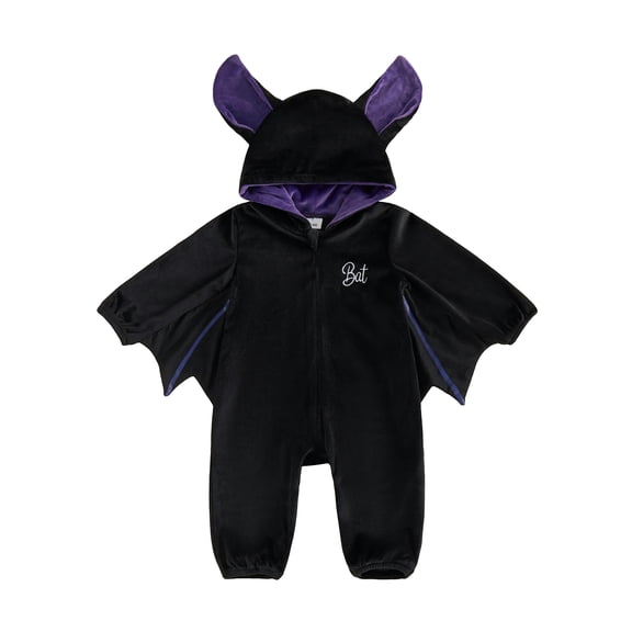 RUINIXCW Baby Boy Bat Halloween Zipper Hooded Romper Cosplay for Christmas Holiday Outfit