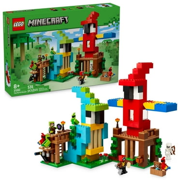 LEGO Minecraft The Parrot Houses Building Toy for Boys and Girls 8  - Minecraft Video Game Kids Toy - Includes Jungle Ranger and Parrot Handler Minifigures and Accessories - 21282