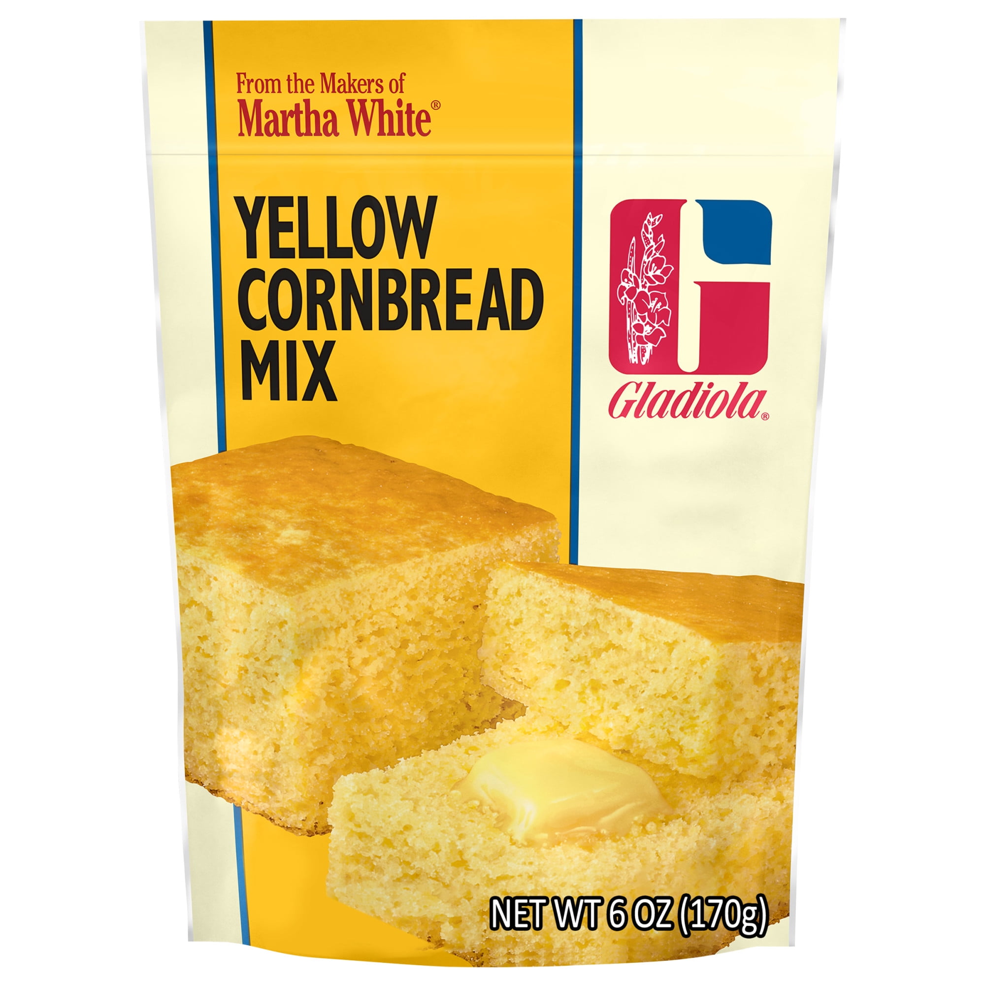 (2 pack) Martha White Gladiola Yellow Cornbread Mix, 6 oz Pouch