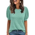 thumbnail image 3 of Women'S Tops Sweater Long Tunic Dressy Casual Blouses Business Cute Trendy Short Sleeve Shirt Green L, 3 of 9