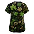 thumbnail image 2 of Scrubs for Women Irish Shamrock Printed V-Neck Breathable Workwear Shirt Short Sleeve Professionals Soft Stretch St. Patrick's Day Scrub Tops with Pockets dark green 4X-Large, 2 of 3