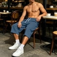thumbnail image 4 of QIbmong Capri Sweatpants for Men Comfy Elastic Waist Drawstring Active Pants Breathable Summer Shorts with Pockets, 4 of 9