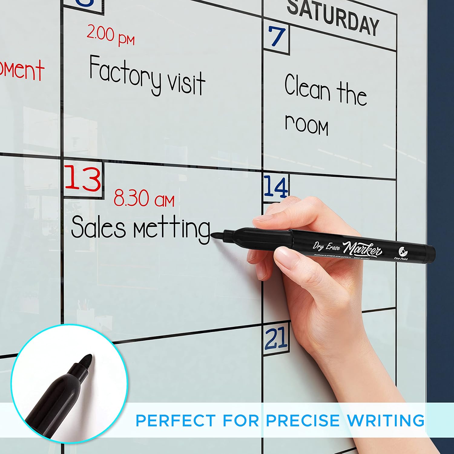 Glass Whiteboard Calendar Monthly Planner White Board Calendar Dry Erase Board 34”x46” Dry Erase Calendar For Wall Weekly Glass Calendar Whiteboard Home office Large Wall Calendar & Marker Tray