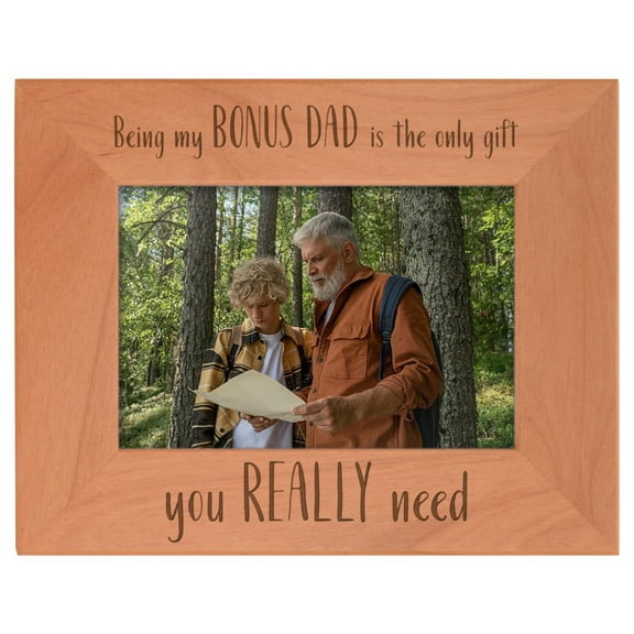 ThisWear Adoptive Dad Gifts For Men Being My Bon-s Dad Is The Only Gift You Really Need Wood Laser Engraved Landscape 4x6 Picture Frame