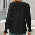 thumbnail image 5 of HAPIMO Sales Women's Long Sleeve V-Neck Shirt Solid Color Hollow Out Pleated Ruffle Sleeve Casual Pullover Top Teen Grils Fashion Clothes Black L, 5 of 5
