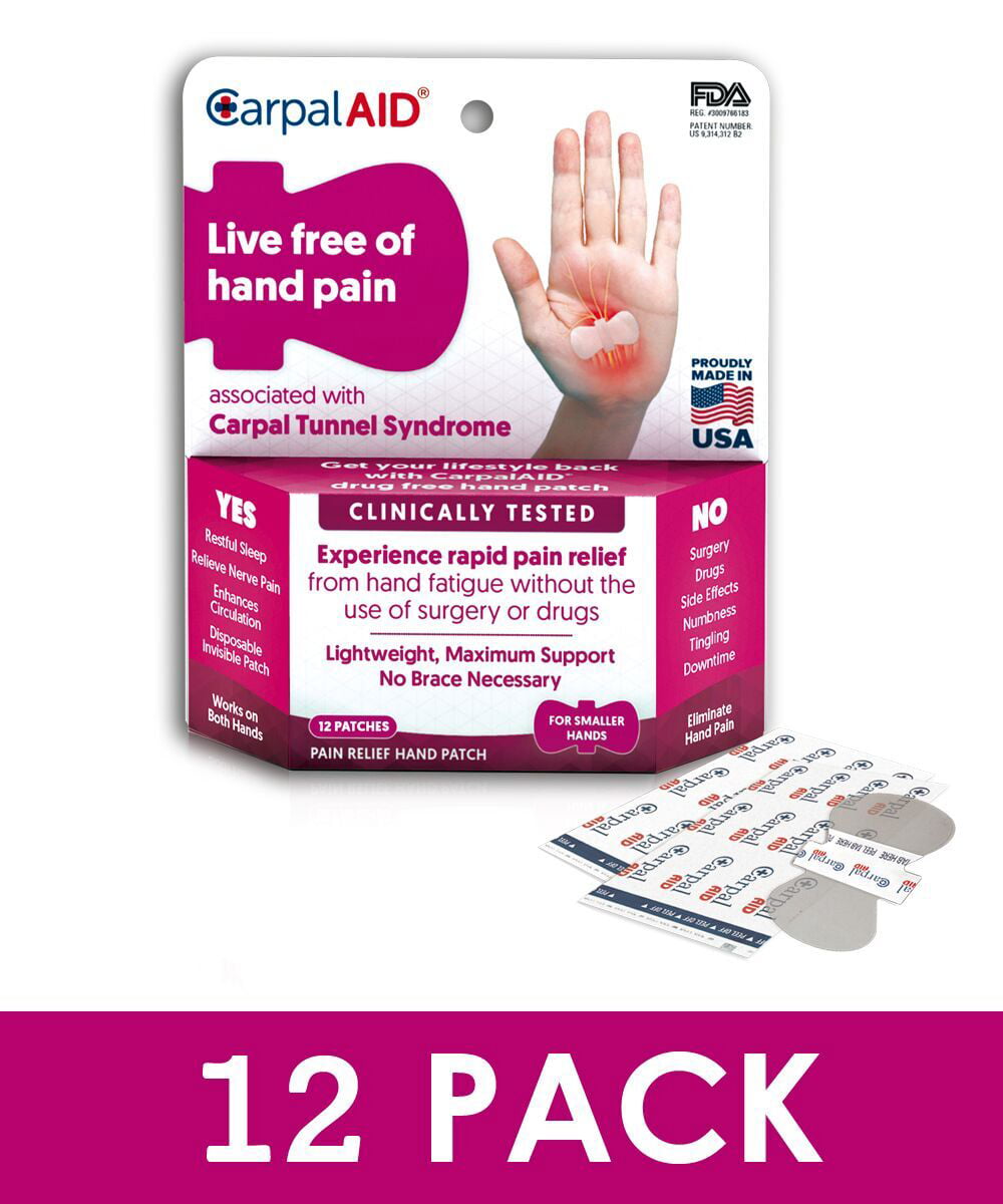 CarpalAID Hand Pain Disposable Patch 20 Count Small Hand