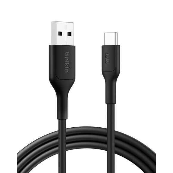 Belkin BoostCharge Eco USB A to USB C Cable (2M/6.6ft. 15W) - Soft, Flexible Fast Charging Cable, Type C Charger Cord for iPhone 16 & 15 Series, Galaxy S25, Pixel 9, iPad Pro, & More - Black (USB 2.0)
