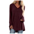 thumbnail image 2 of SHOPESSA Womens Tops Plus Size Long Sleeve Workout Shirts Casual V-Neck T-Shirt Loose Workout Tops Solid Blouse, 2 of 5