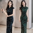 thumbnail image 2 of 2025 Nouveau slim Rétro Chinois à Manches Courtes style national long cheongsam pour Femmes, 2 of 6