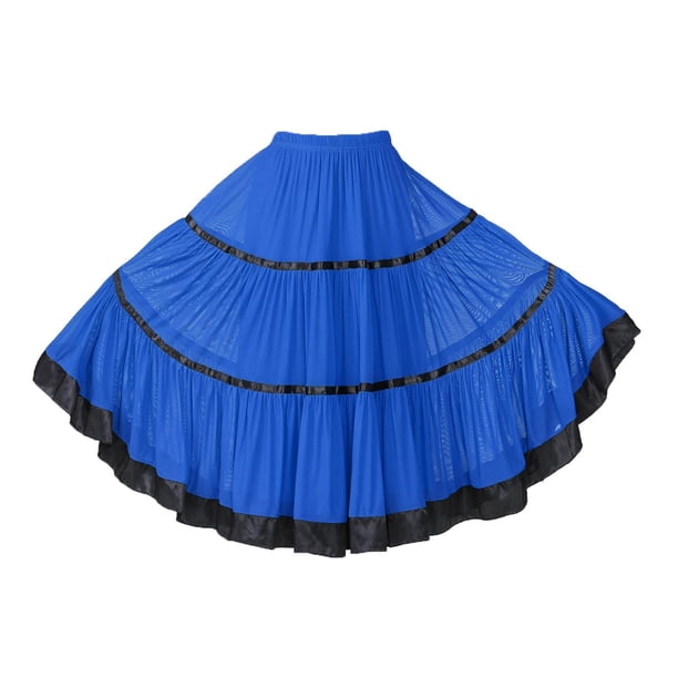 Faldas largas para mujer para baile de vals moderno, tango latino, baile de salón y swing Azul real