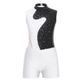 thumbnail image 5 of YONGHS Kids Girls Sleeveless Gymnastics Dance Leotard Bodysuit with Athletic Shorts Set Black&White 12, 5 of 7