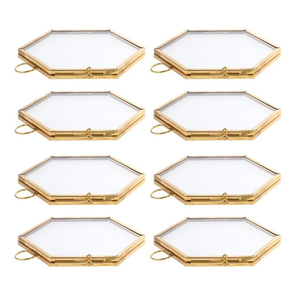 8PCS Vintage Glass Frame for Pressed Dried Flowers, Clear Double Sided Wall Hanging Picture Photo Frame Portrait Decor Display