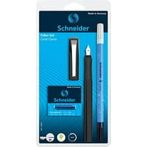 Schneider Pen, Ceod Classic, Fountain Pen (Black), Cartridge Refill (Blue Ink), Eraser, Medium (76851)