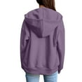 thumbnail image 3 of Women's Solid Color Zip Up Hoodie, Lightweight Fleece Lined Long Sleeve Casual Jacket, Oversized Fall Winter Sweatshirt for Daily Streetwear and Lounge Light Violet XL, 3 of 8
