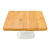 Hamptons Square Bamboo Serving Stand - with Porcelain Base - 8" x 8" x 4" - 1 count box