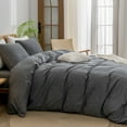 thumbnail image 6 of BESTOUCH Duvet Cover Set Queen 100% Washed Cotton Linen Feel Soft Chic Lightweight 3Pcs (Dark Black, 90"x90"), 6 of 8