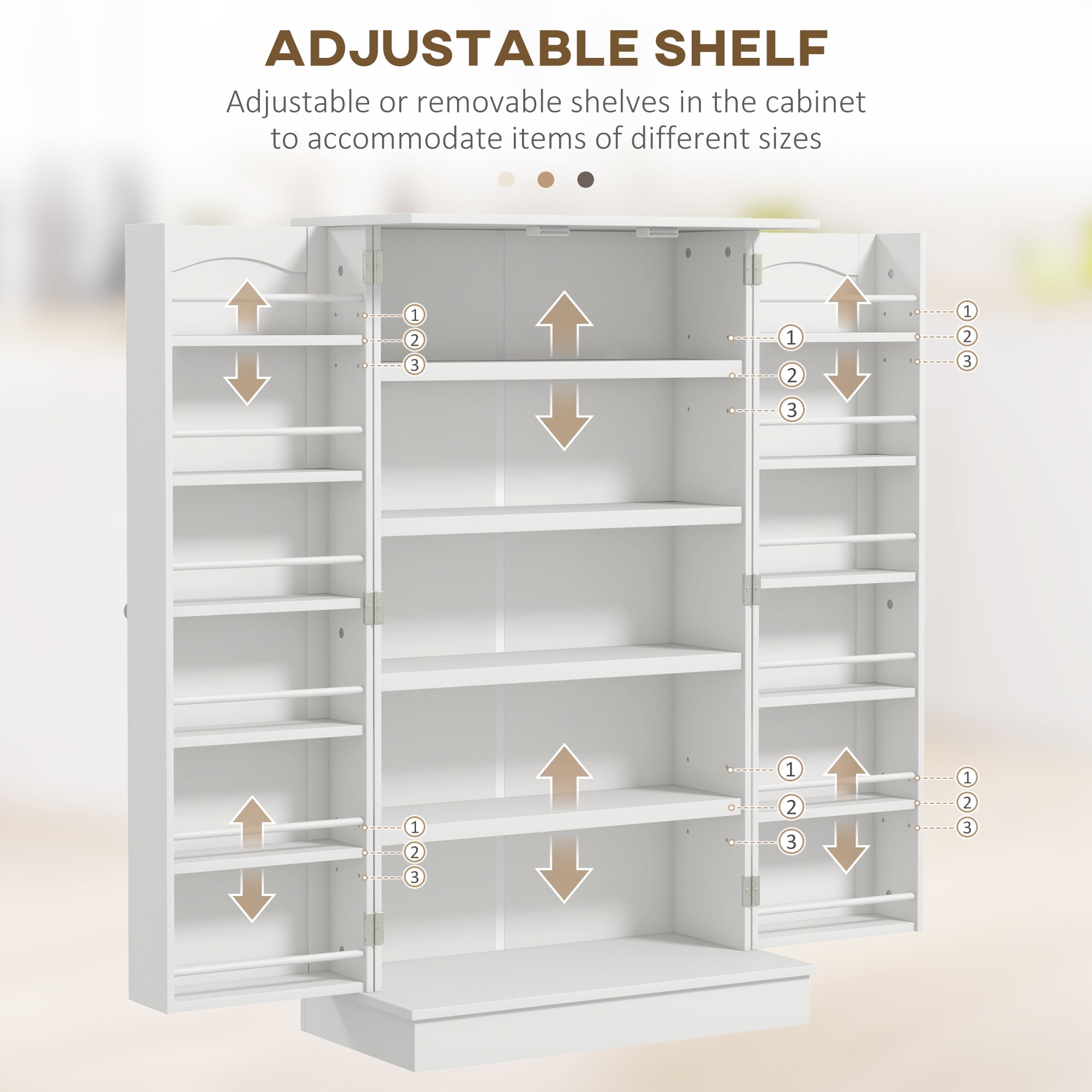 HOMCOM 41" Kitchen Pantry, 2-Door Kitchen Cabinet with 5-tier Storage Shelving, 12 Spice Racks and Adjustable Shelves for Dining Room, White
