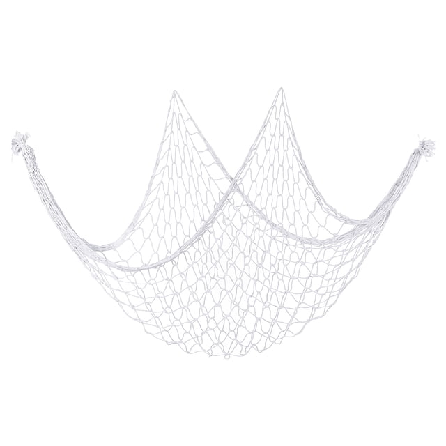 Uxcell 79 x 39 Pulgadas Red de Pesca Decorativa, Decoraciones de Pared con Red de Pesca para Fiesta con Temática Oceánica, Blanca