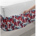 thumbnail image 2 of Vintage Bed Skirt, Pomegranate Fruit Hibiscus Flower Monstera Leaves Birds and Butterflies, Elastic Bedskirt Dust Ruffle Wrap Around for Bedding Decor, 4 Sizes, Blue Vermilion Maroon, by Ambesonne, 2 of 2
