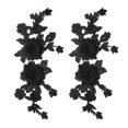 thumbnail image 1 of Uxcell 2Pcs Aplique Bordado de Encaje de Rosa Retro Negro para Vestido de Mujer Jeans, 1 of 6