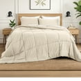thumbnail image 6 of Ivy Union Comforter Set - Box Stitch - Easy Care Ultra-Soft Microfiber - All Season Warmth - Bedding Comforter - Full - Sand, 6 of 7