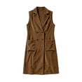 thumbnail image 4 of FchengtaiS Womens Corduroy Long Vest Double Breasted Sleeveless Blazer Jackets Business Casual Fall Outerwear Outfits with Pockets, 4 of 6