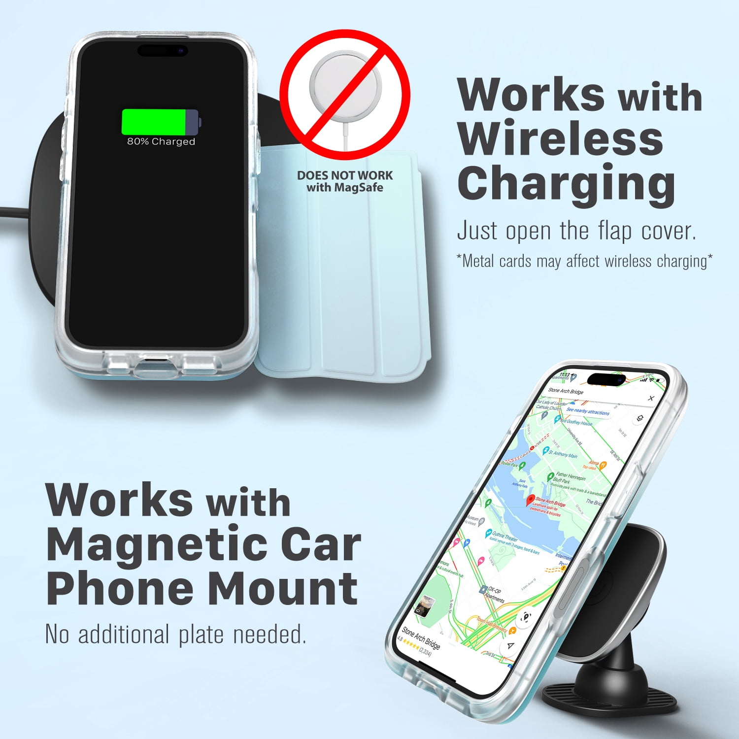 Vena vCommute for Apple iPhone 16 Pro Max Wallet Case, iPhone 16 Pro Max Case with Leather Stand Card Holder [Military Grade Drop Protection] - Pastel Blue