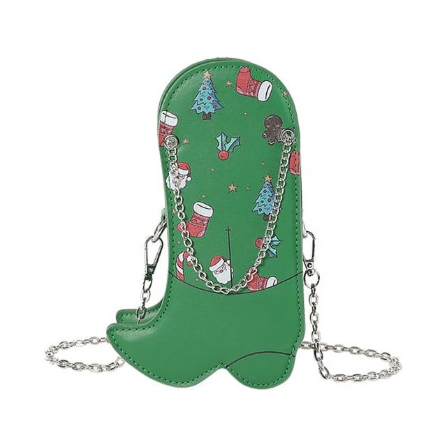 Bolso de hombro creativo navideño con forma de botas, bolso de compras Simple, bolso Hobo elegante de PU
