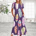 thumbnail image 1 of Fshaion Robe d'Été pour Femmes 2024 Grande Taille Décontractée à Manches Courtes Col Rond Robe Décontractée Fluide à Étages Maxi Robe de Plage avec Poches Imprimé Plume Robe en Liquidation à Moins de 10!, 1 of 6