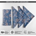 thumbnail image 4 of Vargottam Designer Cotton Canvas Napkins - Set of 12, 20-Inch, Blue Leaves Print, Durable & Absorbent Cloth Napkins for Dining, Parties, and Home Decor - Machine Washable, 4 of 7