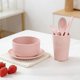 thumbnail image 5 of Juego de vajilla – Juego de vajilla, taza de cuenco de arroz con fibra de paja de trigo y palillos con cuchillo y cuchara, portátil 6 pc, rosa azul verde beige, 10,63 x 9,45 in, 5 of 6
