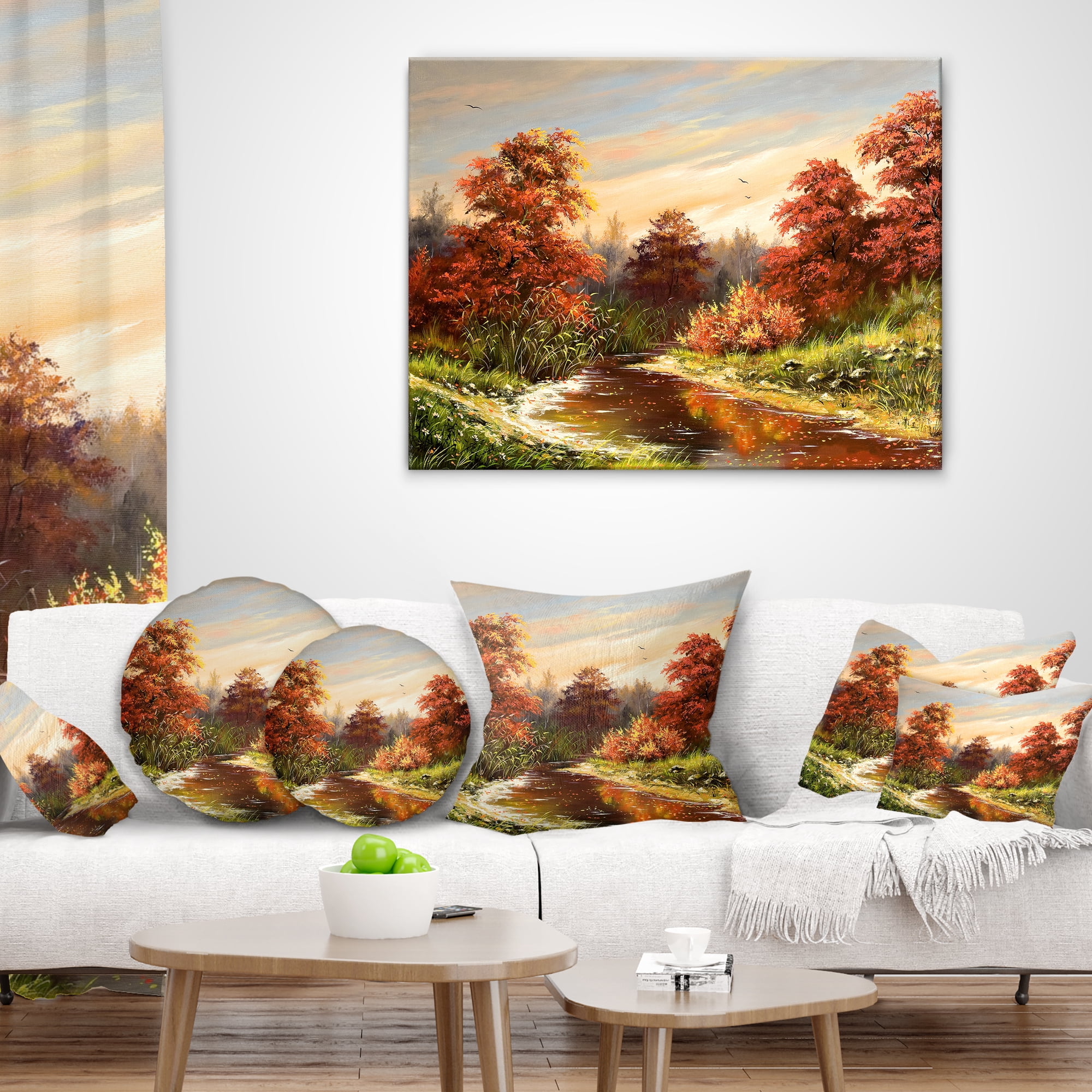Designart The Red River - Landscape Printed Throw Pillow - 18x18