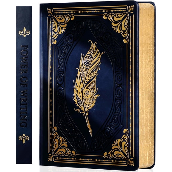 320 Pages Thick Hardcover Journaling Notebooks Vintage Leather Journal for Women Men A5 College Ruled Journals for Writing with Gift Box, 5.7 x 8.3 in, Blue