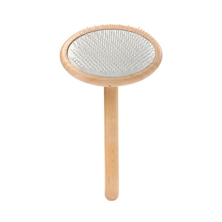 Deshedding Slicker Brush Improve Circulation Easy to Clean Wood Handle Grooming Comb for All Hair Types Cats & Dogs