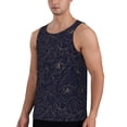 thumbnail image 2 of Zufioo Copper-Gold Gloss Outline Peony Print Men's Vest, Sleeveless Quick-drying Muscle T-shirt, Suitable for Sports Fitness, Home Leisure Wear-Large, 2 of 7