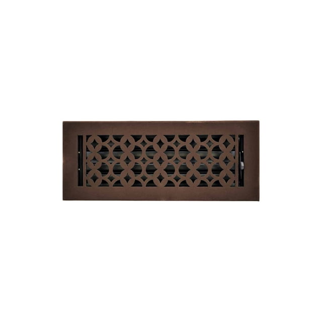 Floor Vent Cover / Register – Size 4” x 12”(VR 100) with Damper – Tudor Mushroom Design – Cast Aluminum Powder Coated, Re-Paintable, Rust-Free – For Floors, Walls & Ceilings – Black/Brown/White