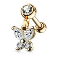 thumbnail image 3 of Ear Cartilage/Tragus with CZ Paved Crescent Butterfly Dangle Jeweled, 3 of 7