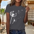 thumbnail image 2 of Holzkary Women's Floral T-Shirts Crew Neck Dandelion Sun Flower Graphic Casual Tee Boho Tops Cute Wildflowers Shirts Summer Round Neck Dandelion Print Loose Casual Short Sleeved T Shirt Grey 3Xl, 2 of 4