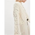 thumbnail image 6 of Female Chunky Cable Crop Sweater Pullover Casual Half Button Flared Long Sleeve Jumper Pullovers Apricot M, 6 of 9