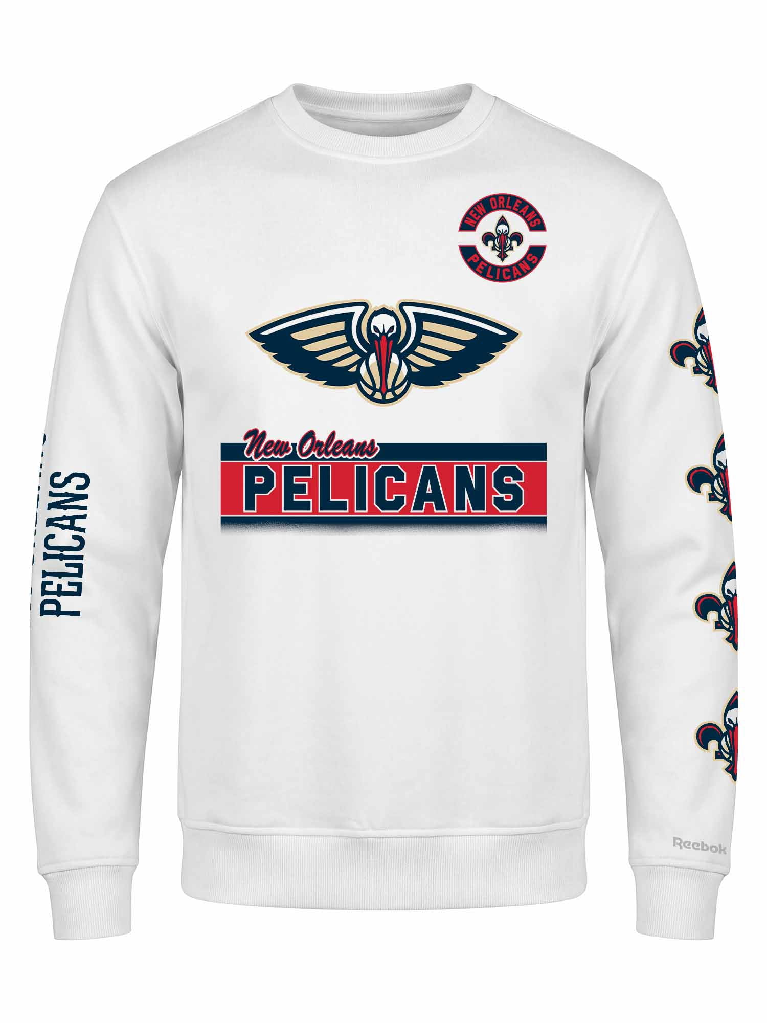 New Orleans Pelicans Reebok Mens White Crew Sweatshirt