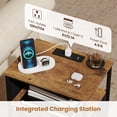 thumbnail image 7 of Giantex Nightstand w/Charging Station, End Table w/Fabric Drawer, 2 AC Outlets, USB and Type-C Port, Brown, 7 of 7