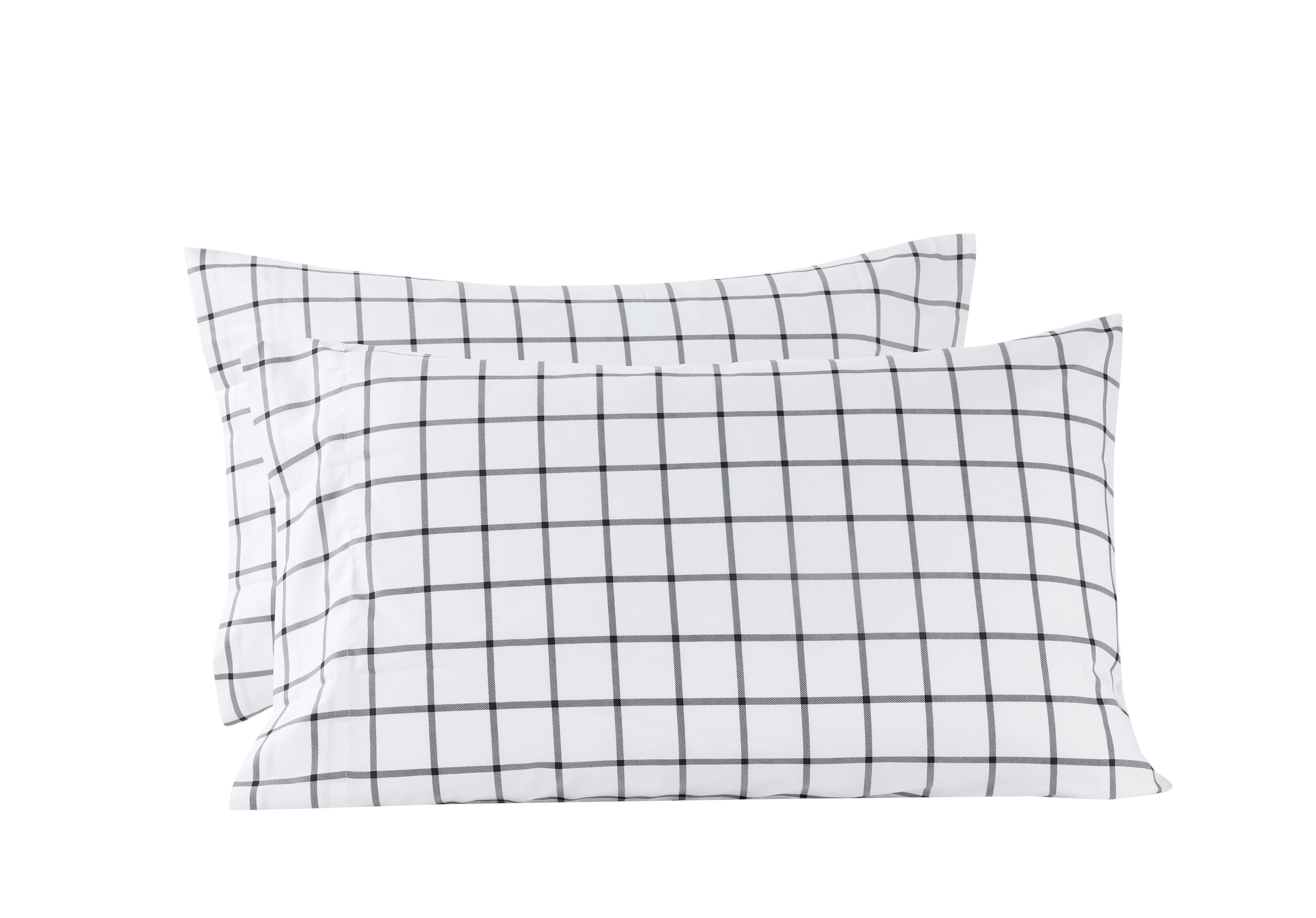 Mainstays Super Soft Brushed Microfiber Bed Sheet Set, King, White Windowpane, 4 Piece